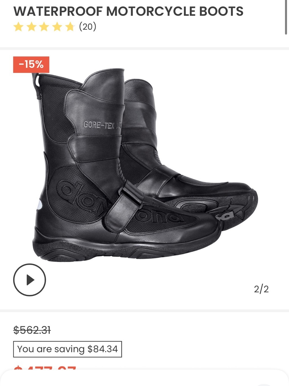 Daytona _ Men's Waterproof Motorcycle Boots - Black Gore-Tex